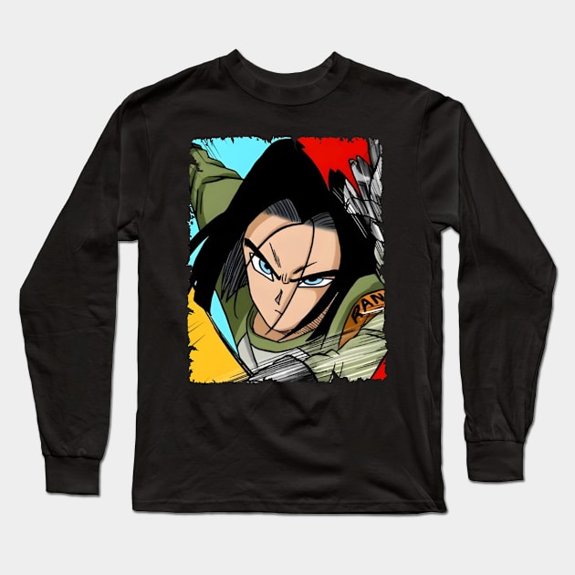 ANDROID 17 MERCH VTG Long Sleeve T-Shirt by Mie Ayam Herbal